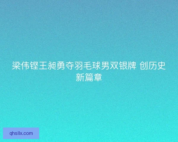 梁伟铿王昶勇夺羽毛球男双银牌 创历史新篇章